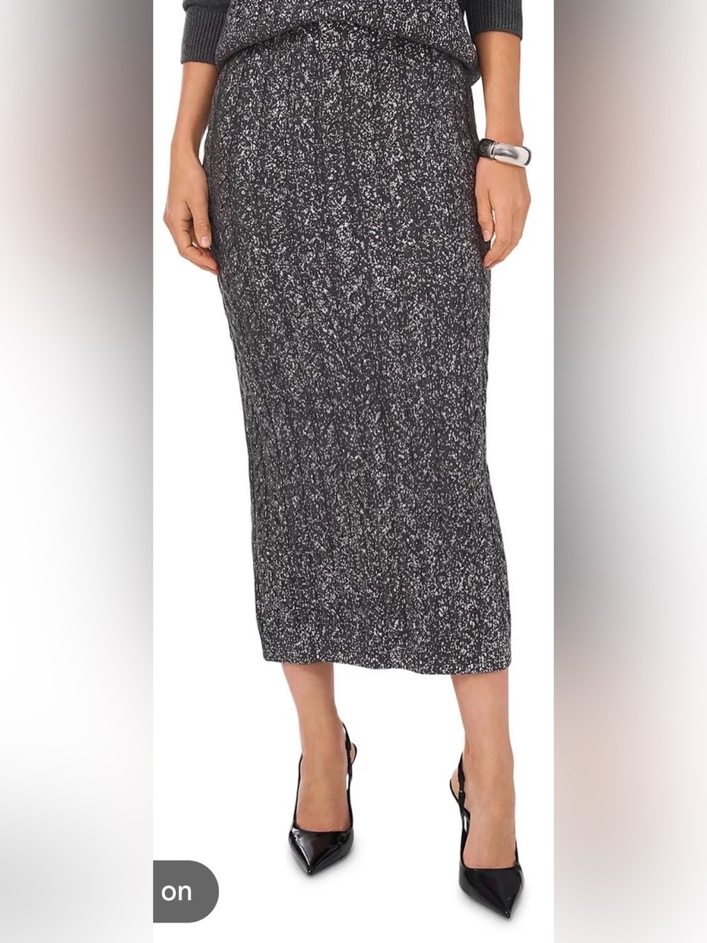 VINCE CAMUTO Cable-knit Shine Pull-on Midi Sweater Skirt. NWT